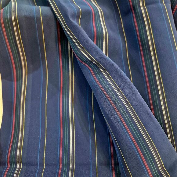 Fabric,Navy Blue Multicolored Stripes Crepe 45" x 4.5 yds - Picture 2 of 4